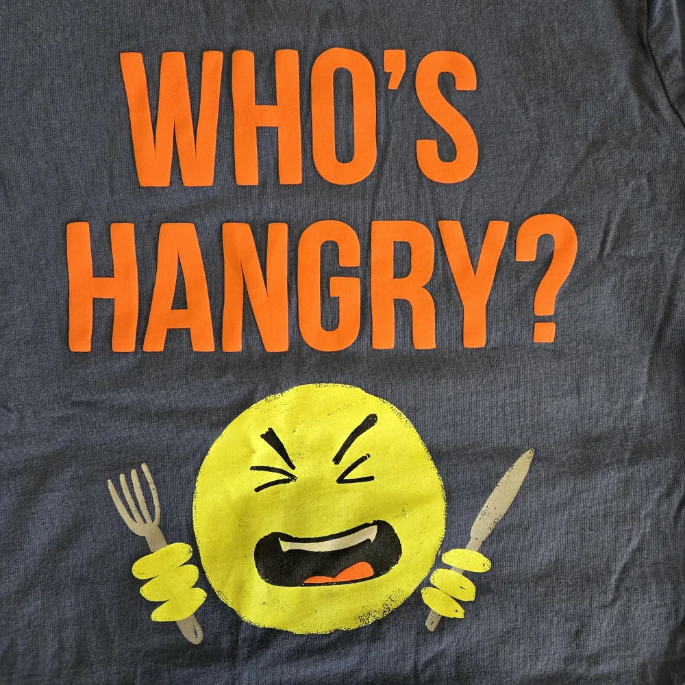 Carter's Youth 7 Gray Tee with Orange and Yellow Graphic Who's Hangry?